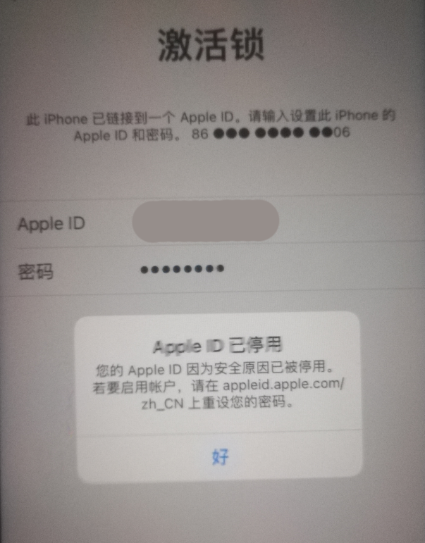 林甸苹果手机维修分享iPhone 12 出现提示“Apple ID 已停用”怎么办 